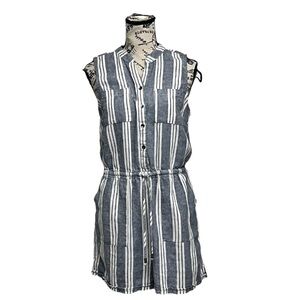 Kelly Renee Linen Romper Striped Nautical Preppy Coastal Sailorcore Beachy S